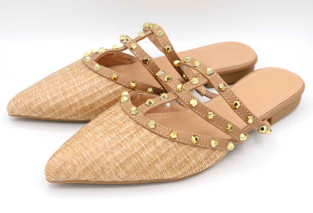 Mules cloutée beige