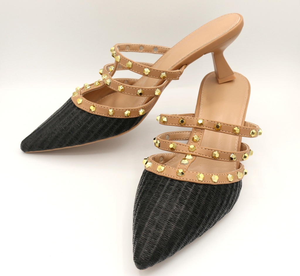 Mules à talons cloutée